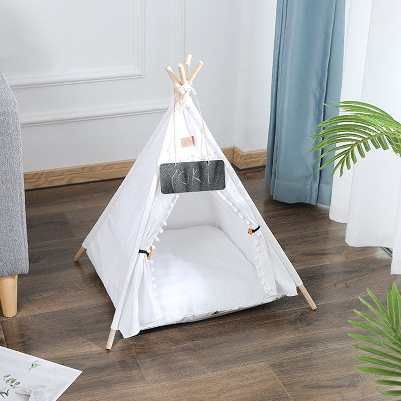 Canvas Pet Tent Kennel – Removable & Washable Dog Tent Bed with Pad