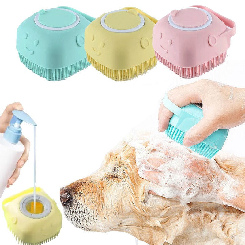 Silicone Pet Shower & Massage Brush — Bath Scrubber & Grooming Tool for Dogs & Cats