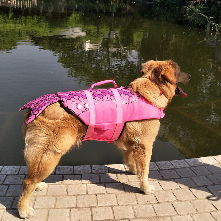 Dog Life Jacket Swimsuit — Shark & Mermaid Styles, Polyester Safety Vest, Sizes XS–XL