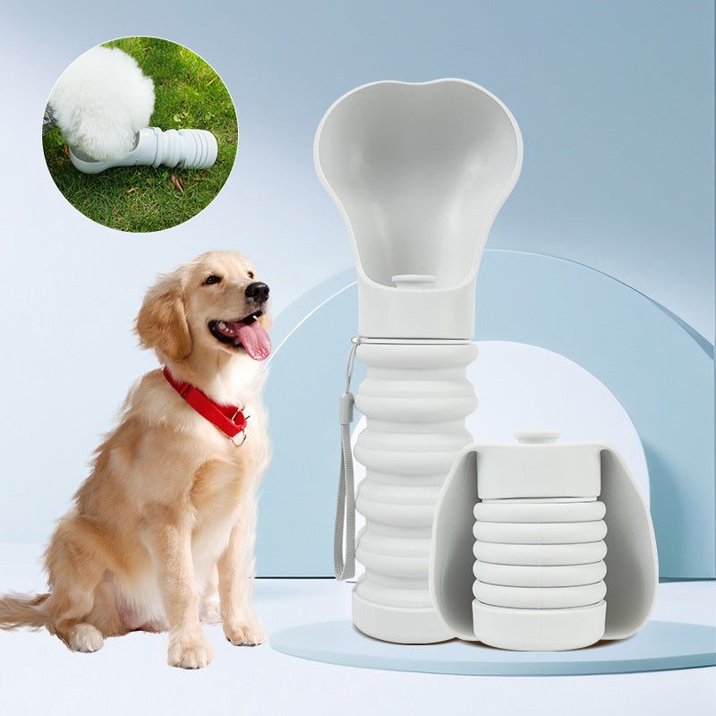 Foldable Dog Travel Water Bottle — 550ml BPA-Free Silicone, Spherical or Column