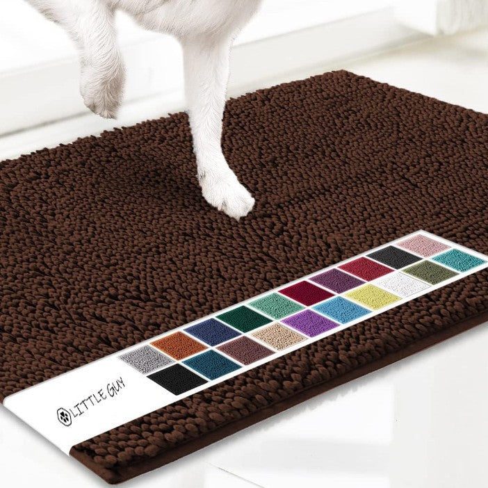 Chenille Plush Anti-Slip Pet Mat — Machine Washable, 8 Sizes, 19 Colors