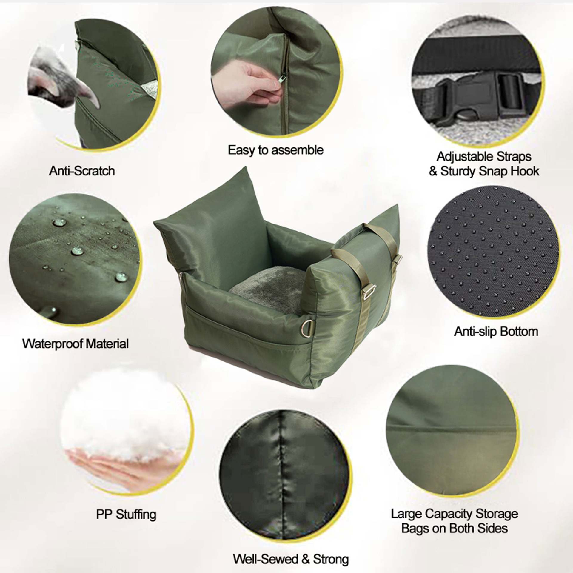 2-in-1 Waterproof Car Dog Bed — Non-Slip Travel Nest for Home & Road Trips