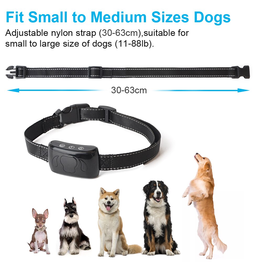 Anti-Bark Collar — Vibration, Shock & LED, IP65 Waterproof, Adjustable Sensitivity, 4 Colors