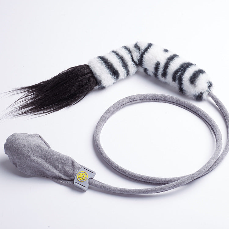 Airbag Teasing Cat Toy — Plush Fish & Tail Wand, 5 Styles, 51 in