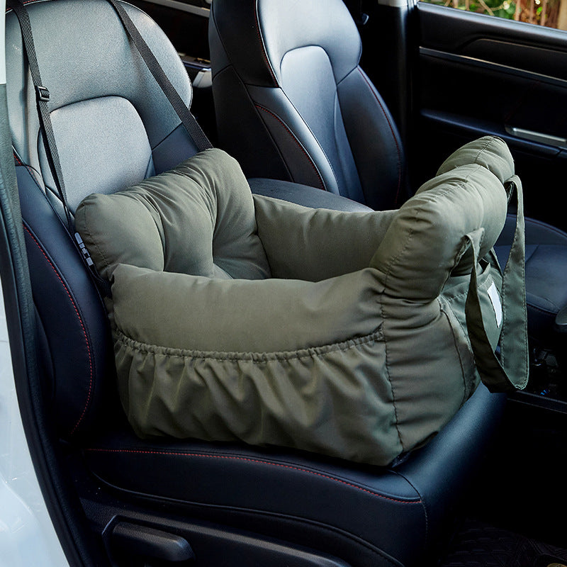 Plush Car Dog Bed — Breathable PP Cotton Travel Nest for Small & Medium Dogs