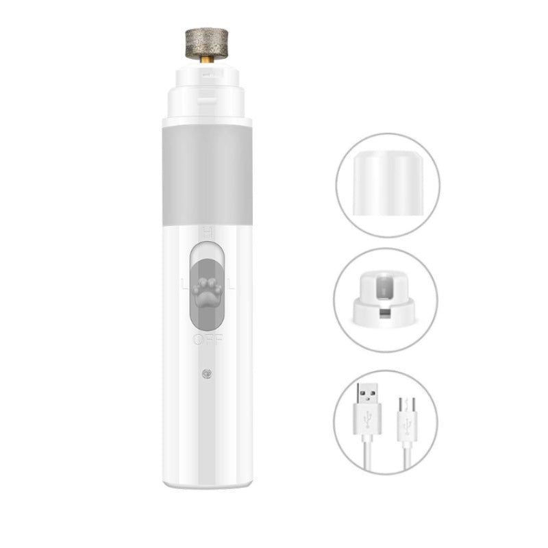 Electric Pet Nail Grinder — USB Rechargeable, 2 Speeds, 3 Ports, Low Noise, Dogs & Cats