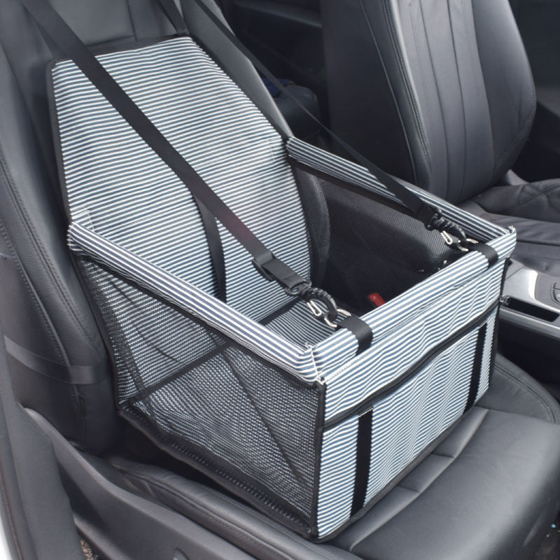 Pet Car Travel Bag — Breathable Mesh, Oxford Cloth, 4 Stripe Colors