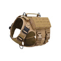 Tactical Dog Training Vest — Waterproof Nylon Combat Harness, Brown & Black, Sizes M–XL