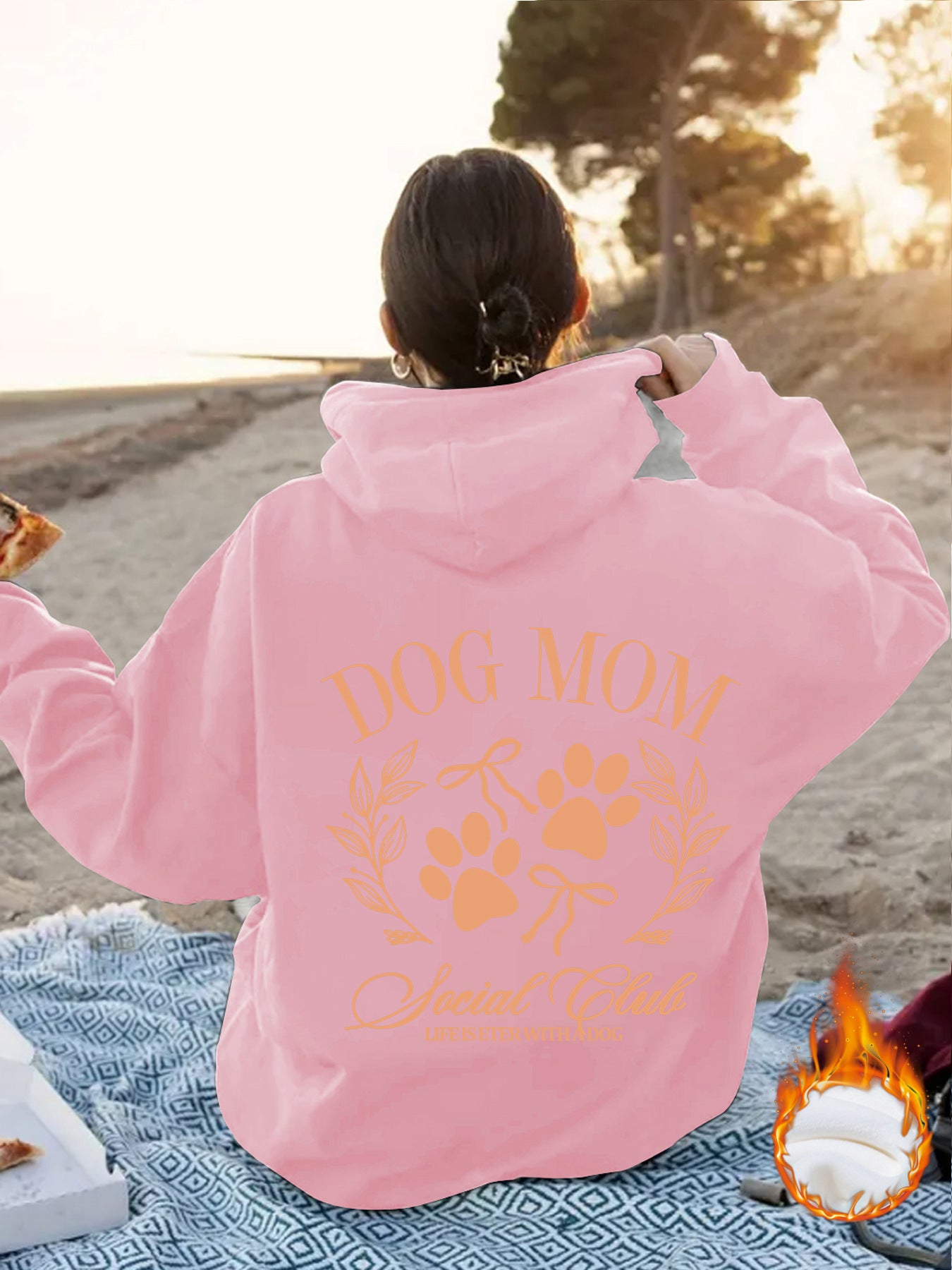 Dog Mom Printed Hoodie — Loose Fit, Lantern Sleeve, 5 Sizes, 8 Colors