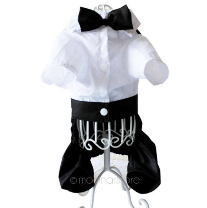 Dog Groom Tuxedo Jumpsuit with Bow Tie — Cotton & Polyester, S–XL