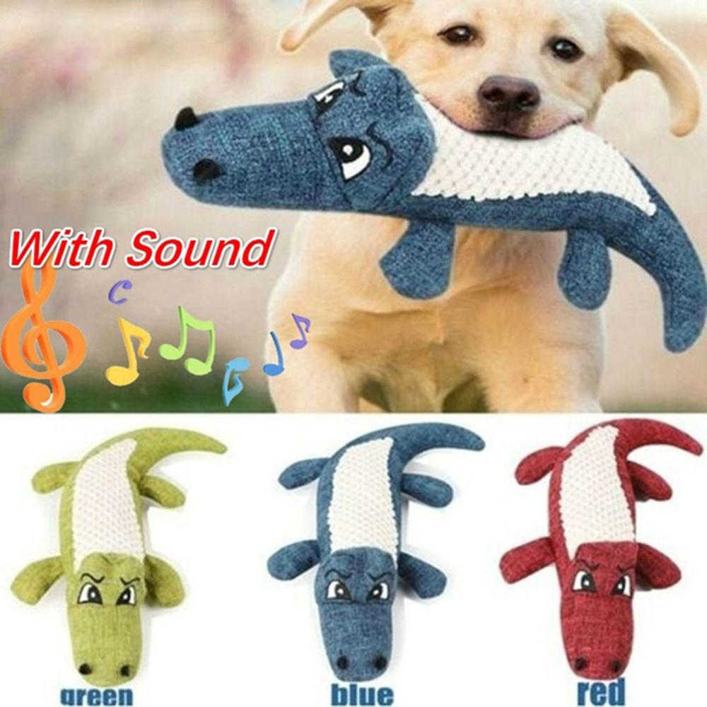 Linen Plush Squeaky Dog Toy — Bite-Resistant, Teeth Cleaning, 3 Colors