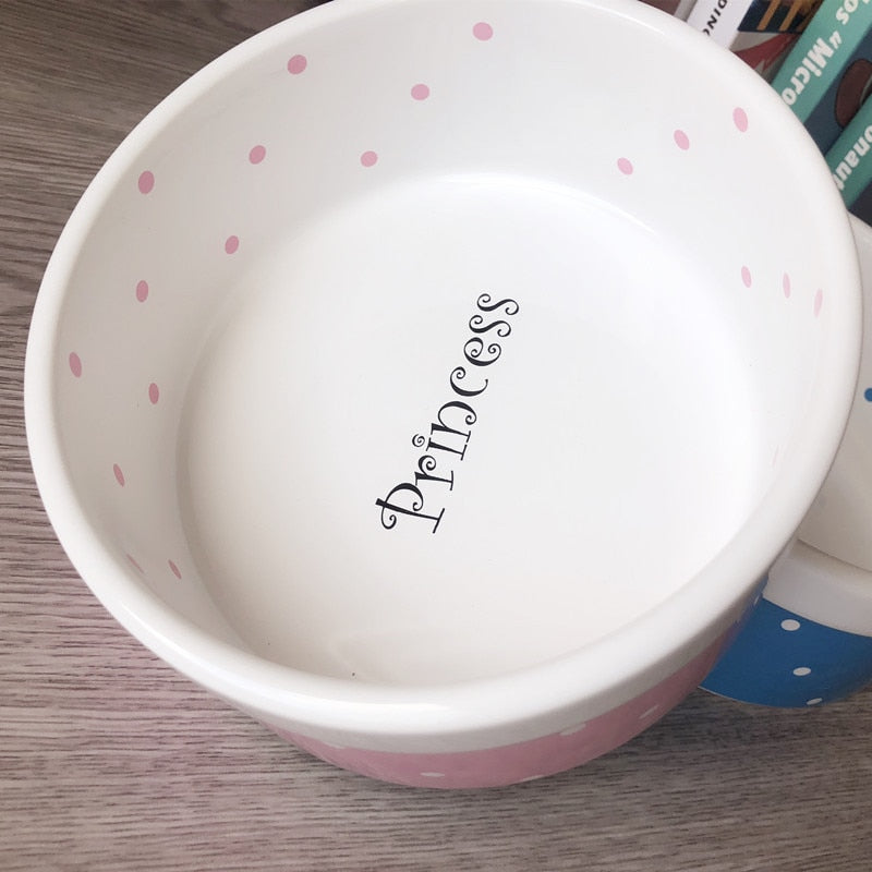 Ceramic Pet Bowl — Polka Dot Pattern, Blue or Pink, Dogs & Cats
