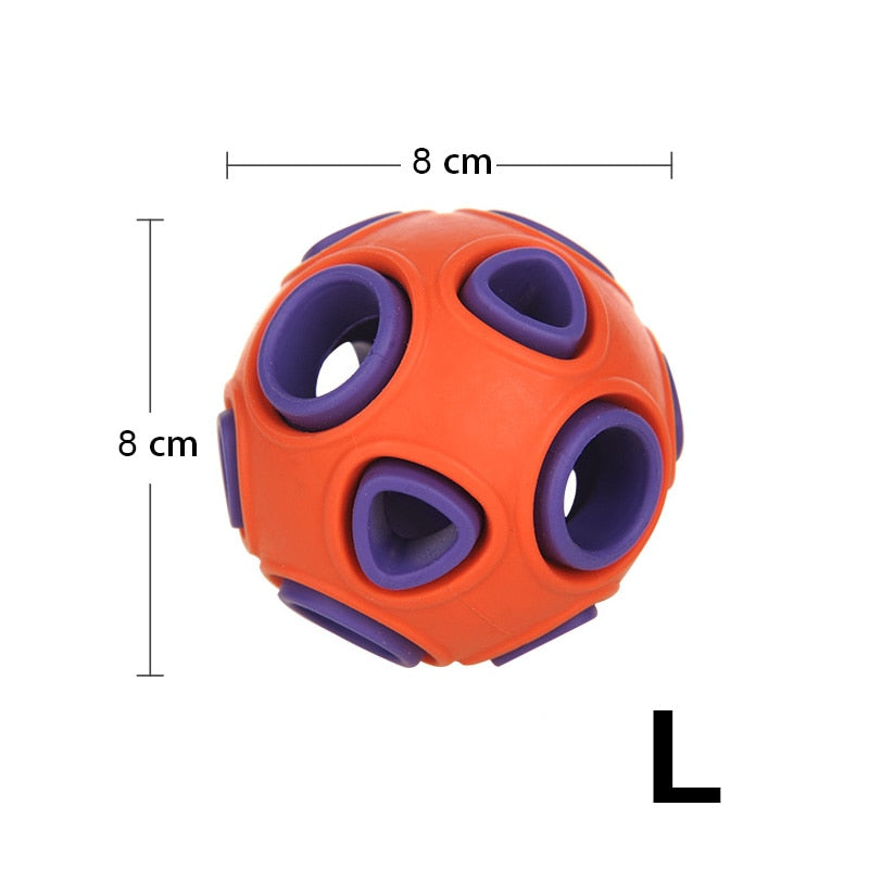 Interactive Rubber Treat Ball Dog Toy — Hollow, Glowing & Bells Variants, S or L