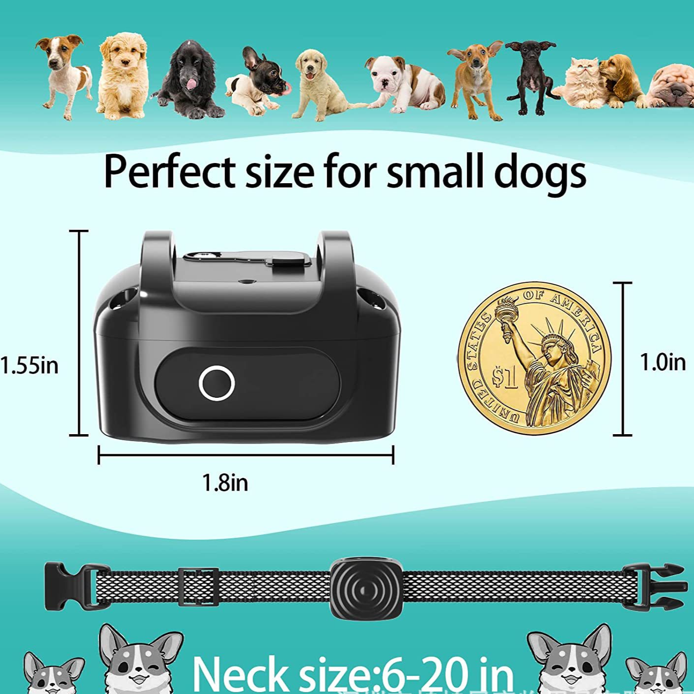 Smart Anti-Bark Collar — Sound & Vibration, 5-Level Sensitivity, Rechargeable
