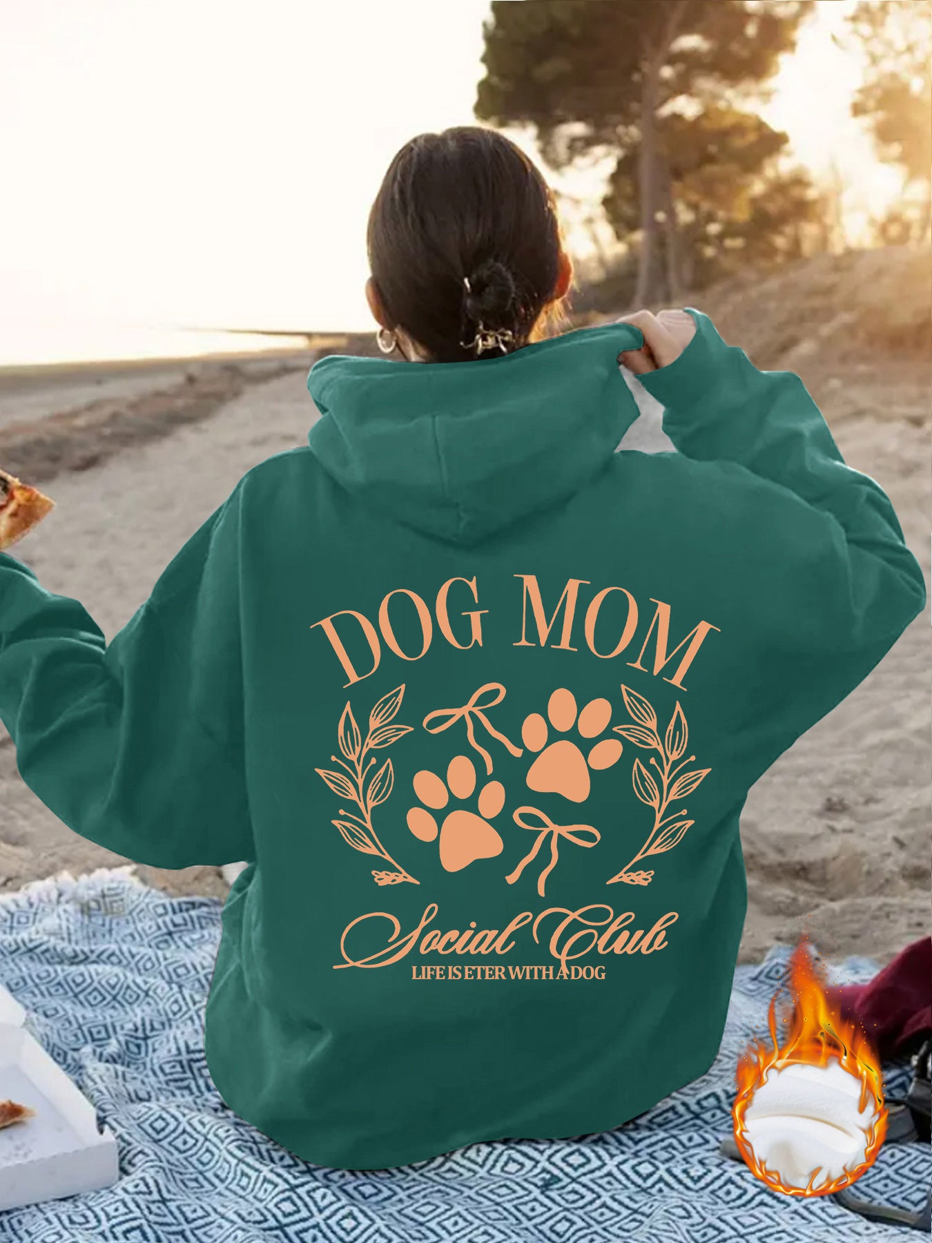 Dog Mom Printed Hoodie — Loose Fit, Lantern Sleeve, 5 Sizes, 8 Colors