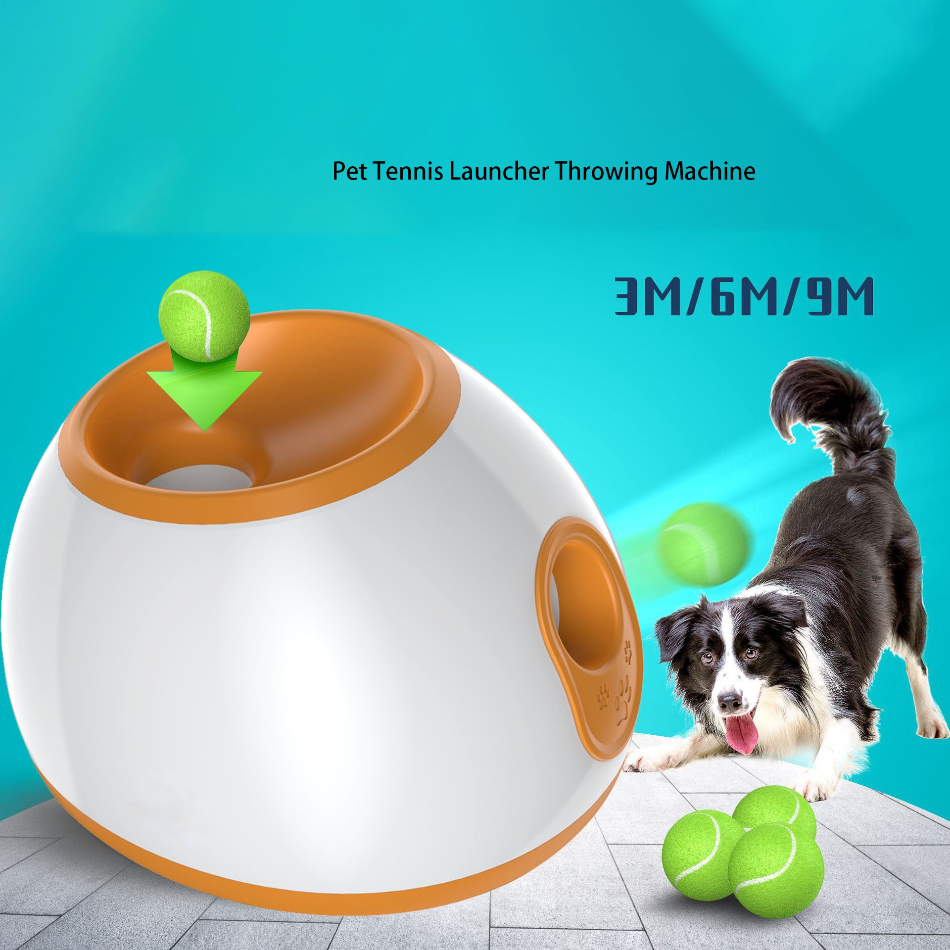 Automatic Tennis Ball Launcher — 3-Distance Inductive Thrower, Indoor & Outdoor Dog Toy