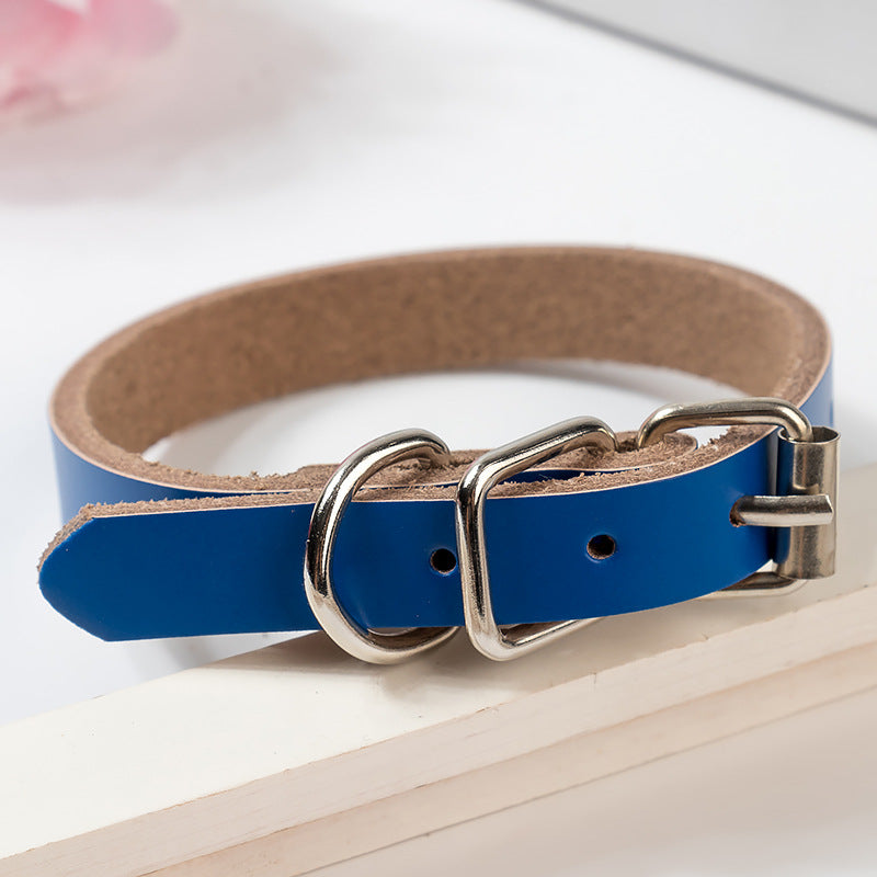 Genuine Leather Dog Collar — Classic Adjustable, 5 Colors, Sizes XS–XL