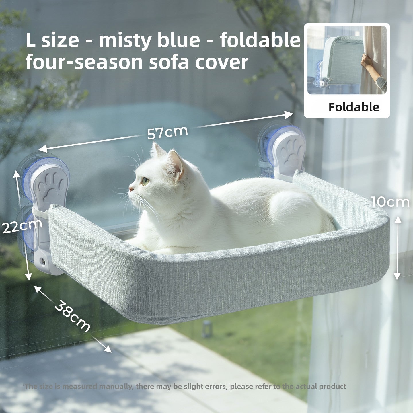 Foldable Cat Window Hammock — Suction Cup Mount, Washable, 15kg Capacity, Sizes M & L