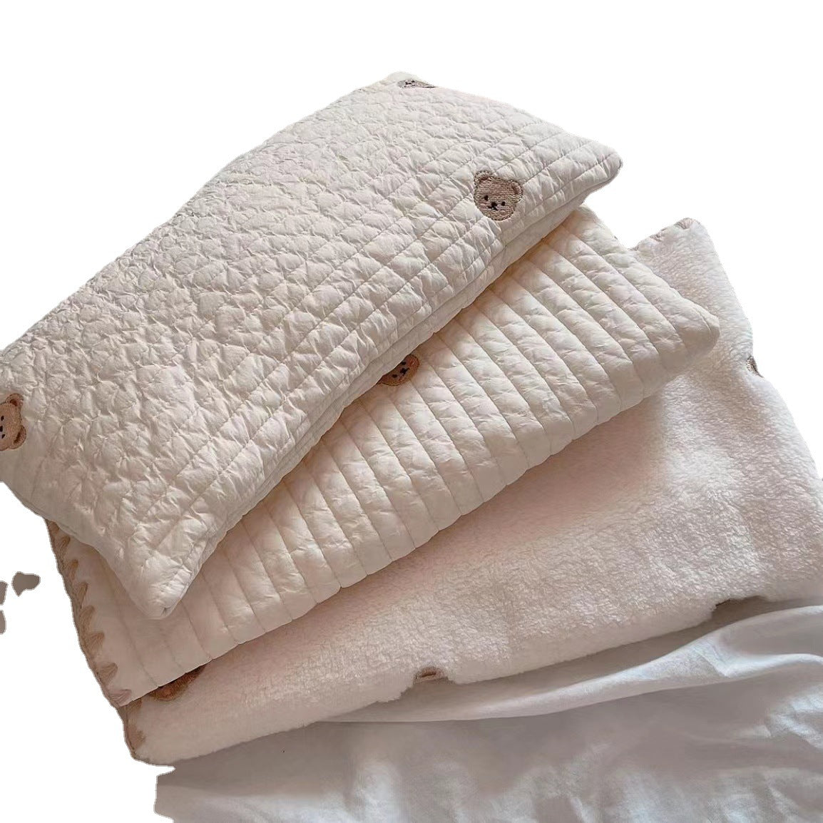 Pet Dog Bed 3-Piece Set — Pillow, Mat & Blanket, Washable Cover, Bear Design, Sizes S & M