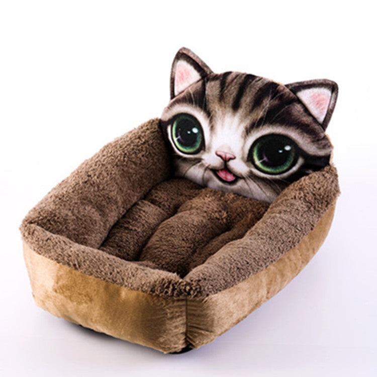 3D Cartoon Pet Cave Nest – Warm Plush Dog & Cat House Bed, 4 Character Designs