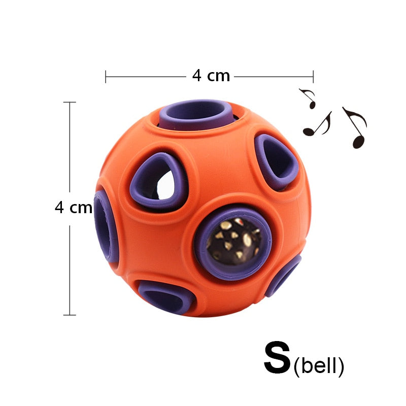 Interactive Rubber Treat Ball Dog Toy — Hollow, Glowing & Bells Variants, S or L