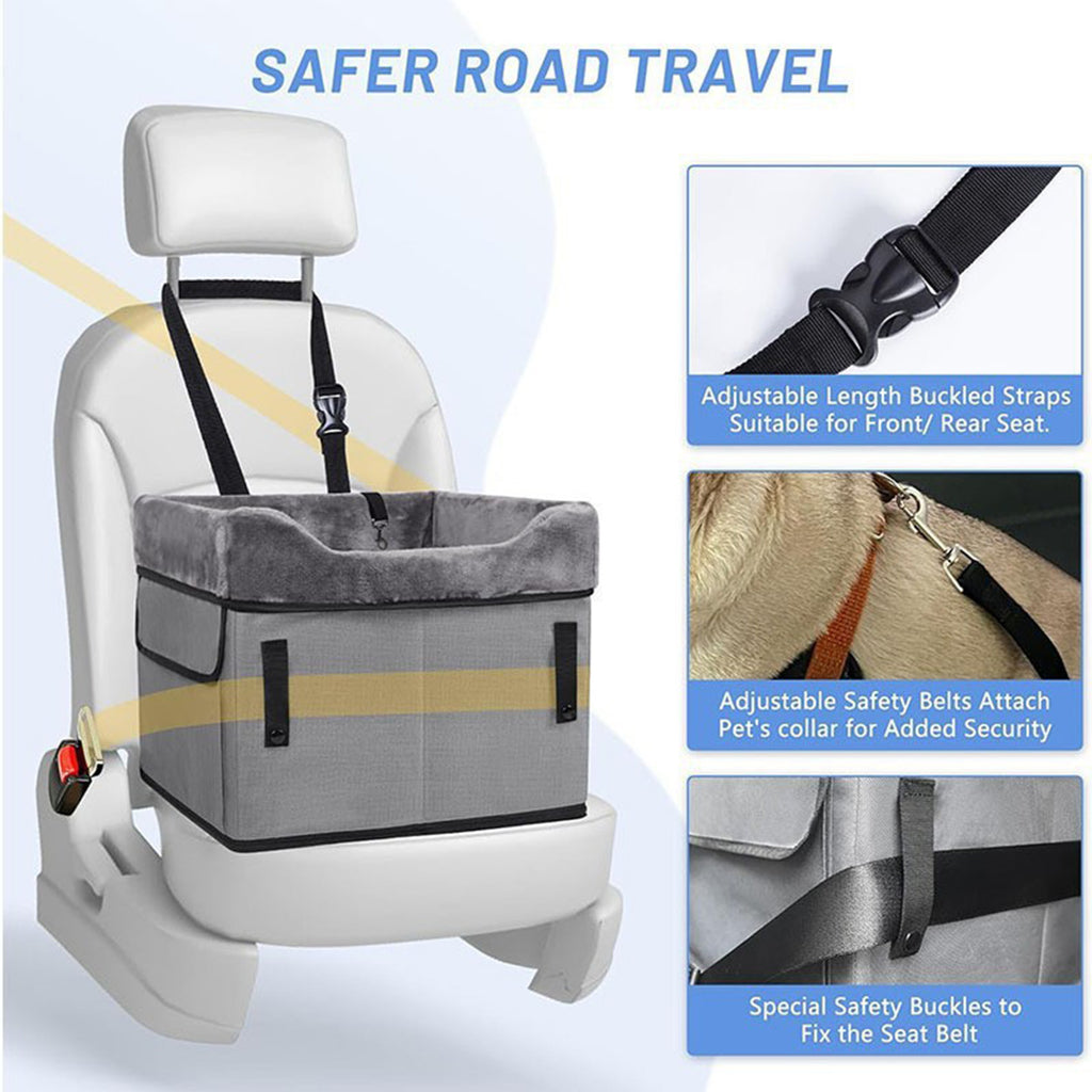 Elevated Dog Car Seat Pad & Kennel — Portable Travel Booster for Small Dogs