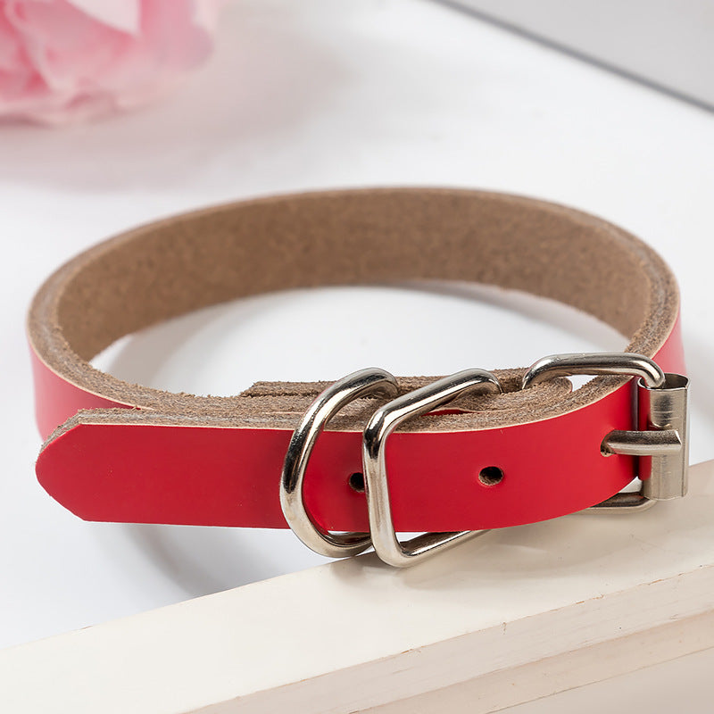 Genuine Leather Dog Collar — Classic Adjustable, 5 Colors, Sizes XS–XL