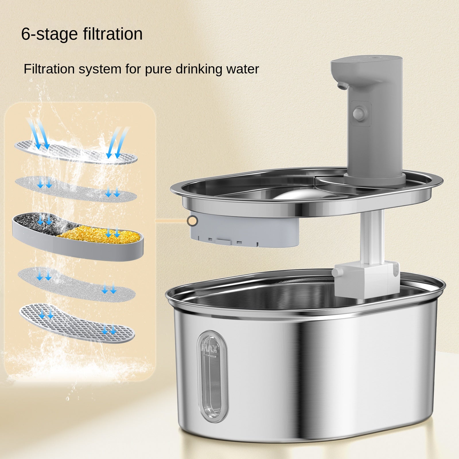 3L Stainless Steel Wireless Pet Water Fountain — Smart, Battery-Powered, Inductive Outlet