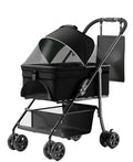 2-in-1 Folding Pet Stroller & Detachable Travel Carrier — 33 lb Capacity, Rear Brake
