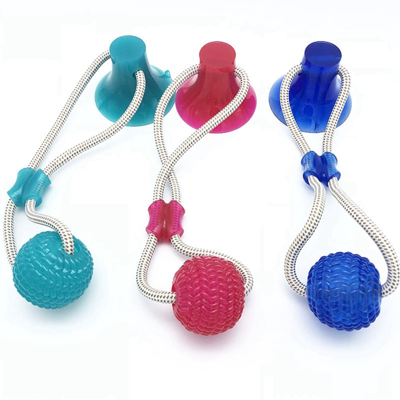 Suction Cup Dog Chew Toy — TPR Rubber Molar Ball for Teeth Cleaning & Self-Play