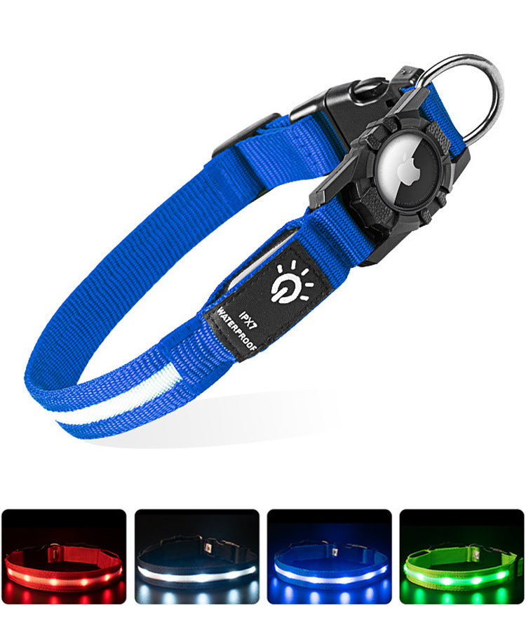 LED Glowing Pet Collar — IP67 Waterproof, USB Rechargeable, AirTag Compatible, Sizes S–L
