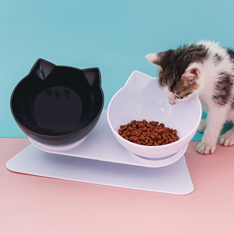 Tilted Double Pet Bowl — Anti-Tip, Non-Slip, Food & Water Together, 7 Styles