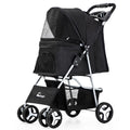 Foldable Four-Wheel Pet Stroller — Steel Frame, 22+ Colors & Patterns