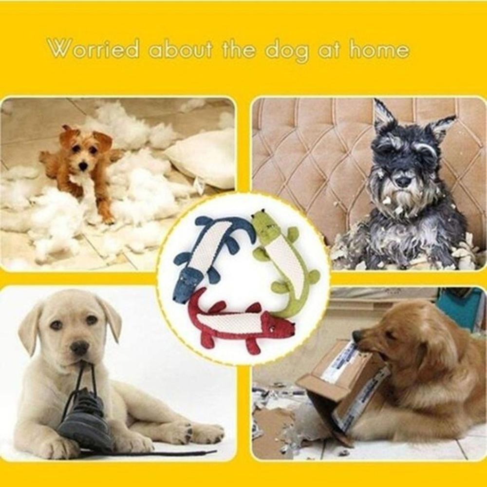 Linen Plush Squeaky Dog Toy — Bite-Resistant, Teeth Cleaning, 3 Colors