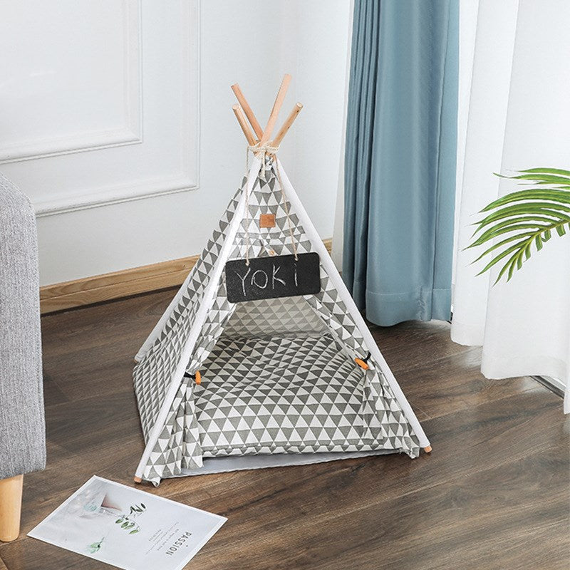 Canvas Pet Tent Kennel – Removable & Washable Dog Tent Bed with Pad