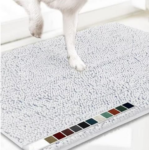 Chenille Plush Anti-Slip Pet Mat — Machine Washable, 8 Sizes, 19 Colors