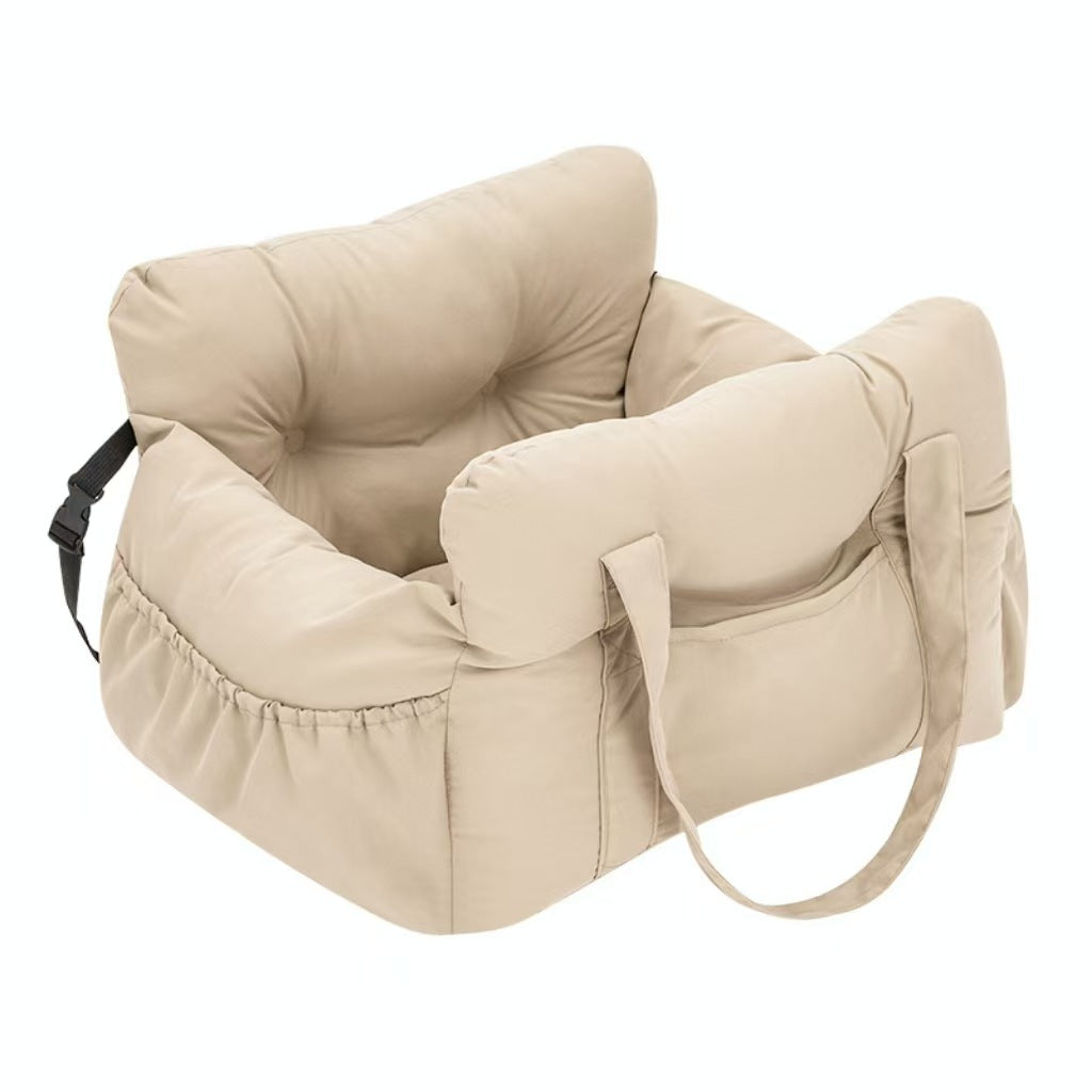 Plush Car Dog Bed — Breathable PP Cotton Travel Nest for Small & Medium Dogs
