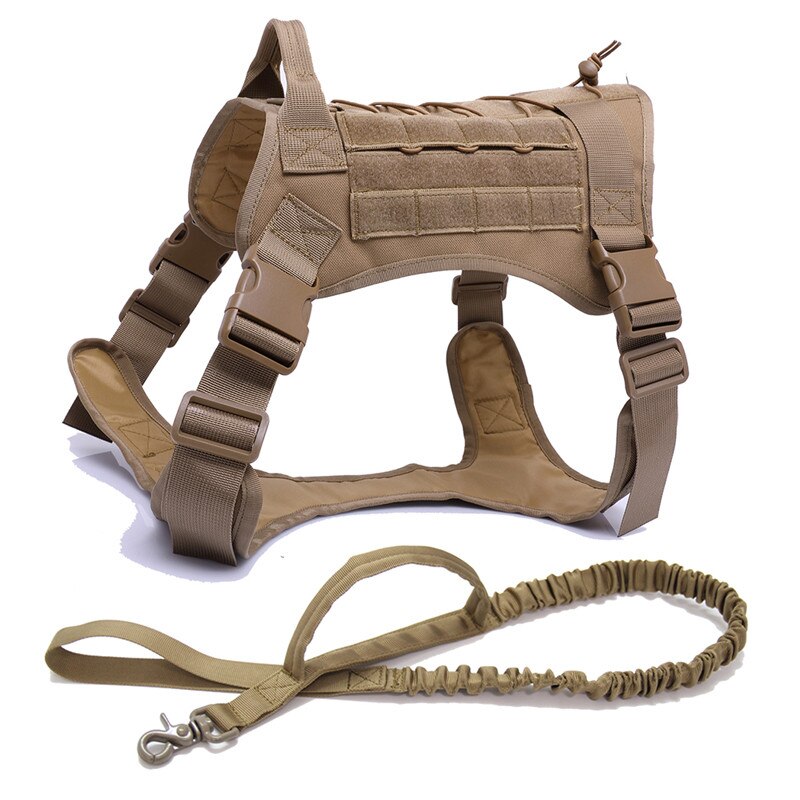 Tactical Dog Harness — 1000D Nylon, MOLLE System, 4 Colors, Sizes M–XL