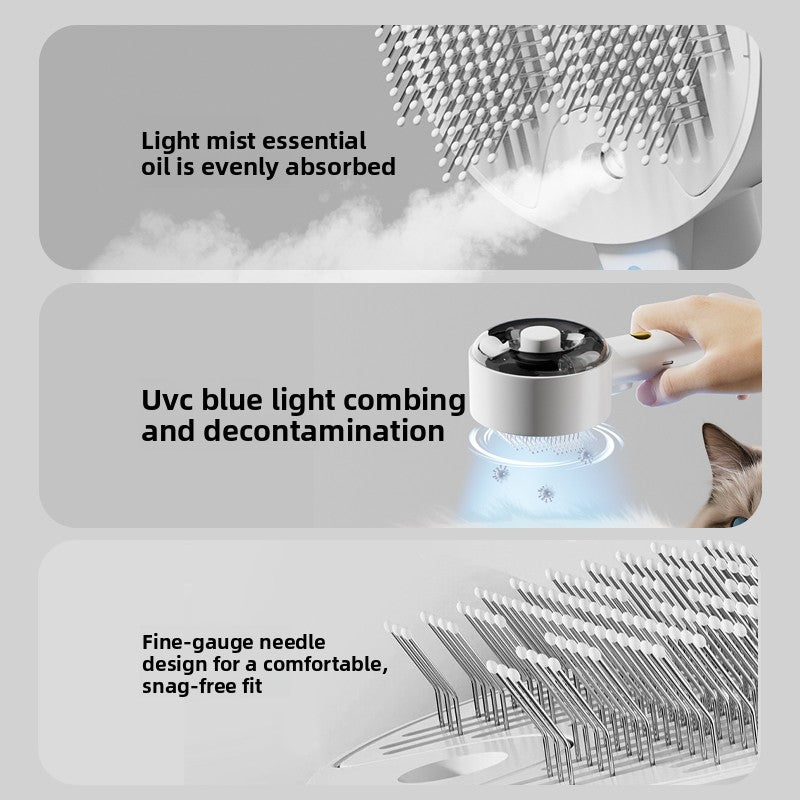 Steam Spray Cat Comb with UV Sterilization