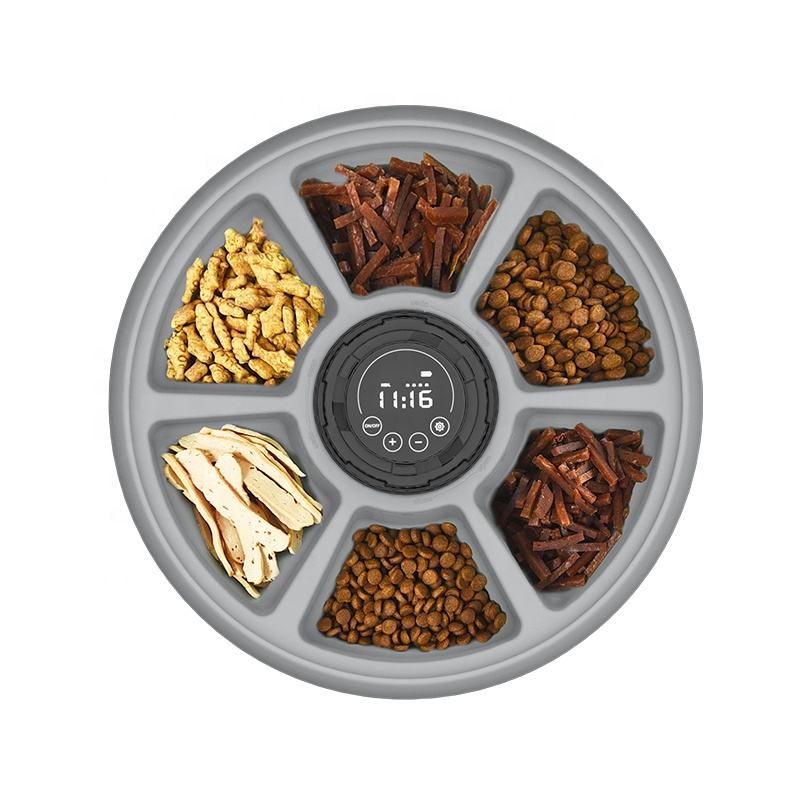 6-Meal Timed Automatic Pet Feeder with Rotating Tray for Cats & Dogs