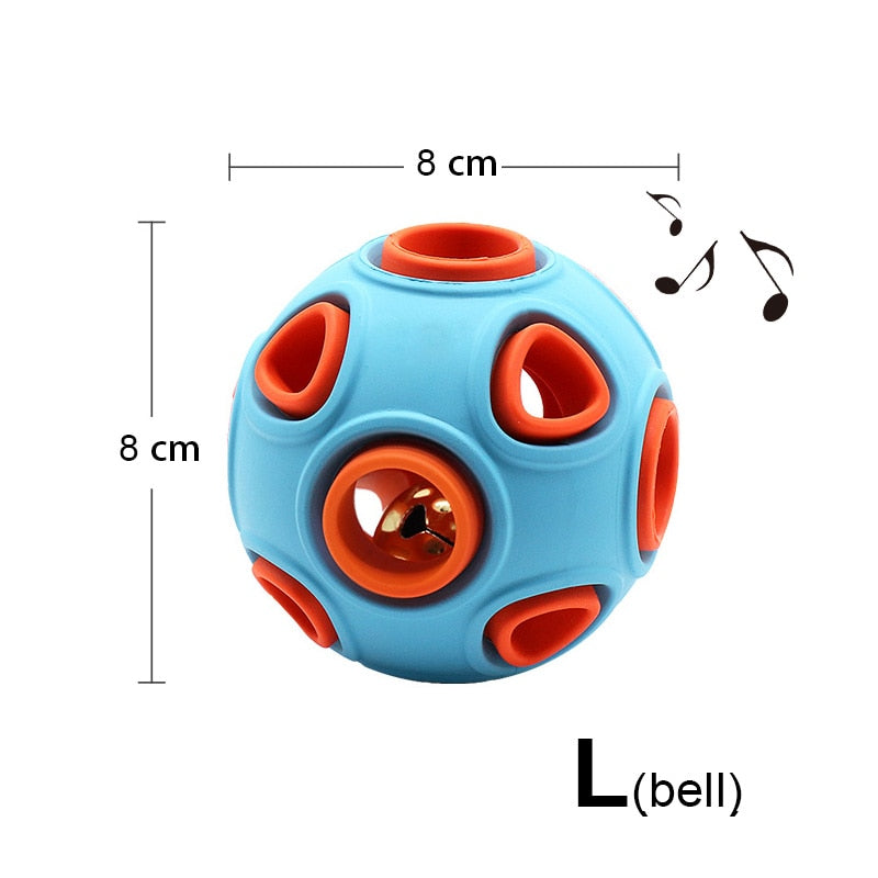 Interactive Rubber Treat Ball Dog Toy — Hollow, Glowing & Bells Variants, S or L