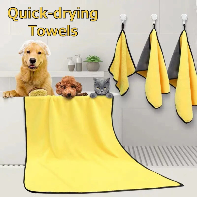 Quick-Dry Pet Bath Towel — Super Absorbent Microfiber for Dogs & Cats