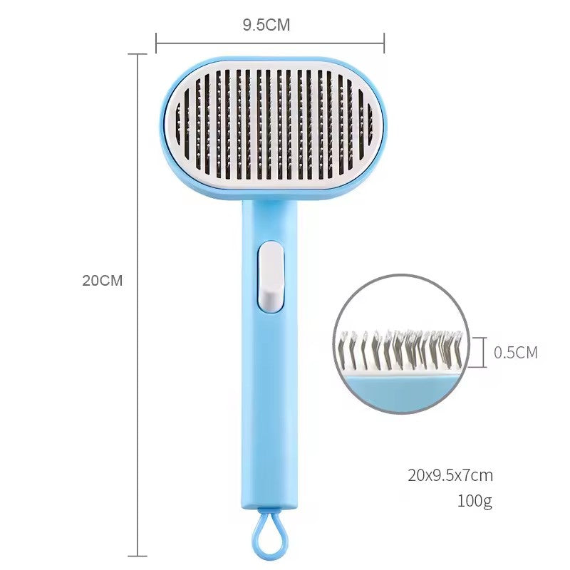 Self-Cleaning Pet Deshedding Comb — Automatic Hair Removal, ABS & Stainless Steel, 4 Colors