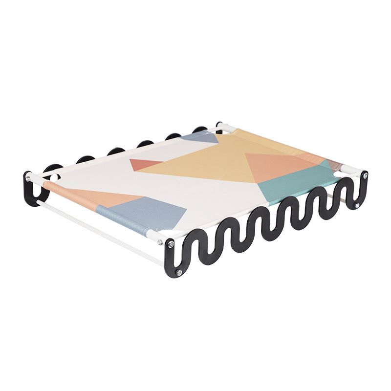 Elevated Pet Camp Bed — Iron & Oxford Fabric, Breathable & Washable, White or Black