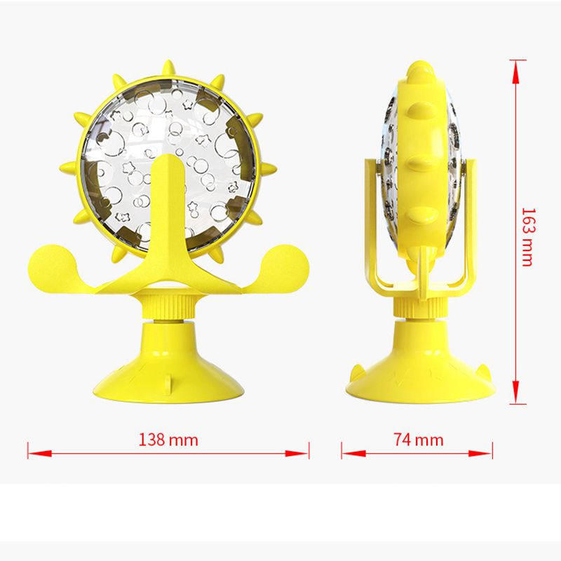 Cat Windmill Turntable Treat Leaking Toy — 360° Spin, Suction Base, ABS+TPR, 4 Colors