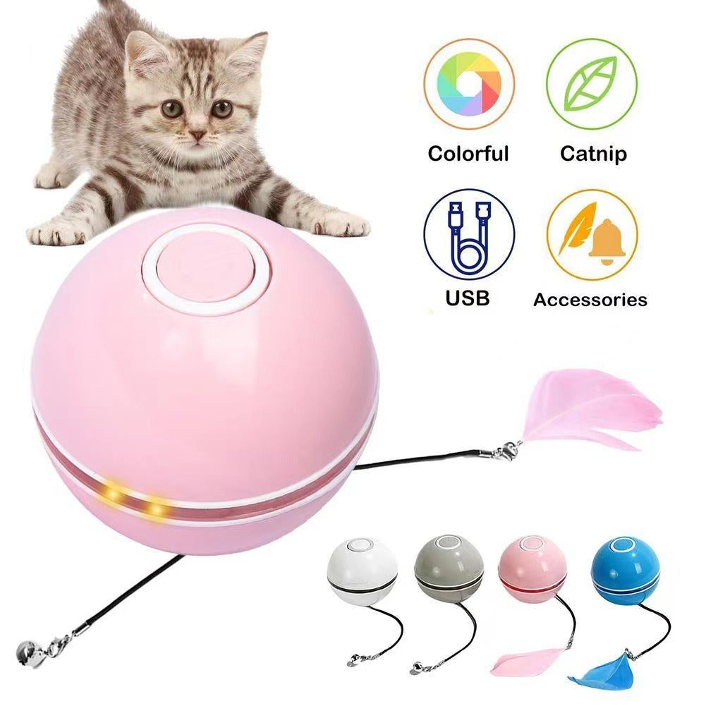 Automatic LED Rolling Cat Ball Toy — USB Rechargeable Smart Teaser