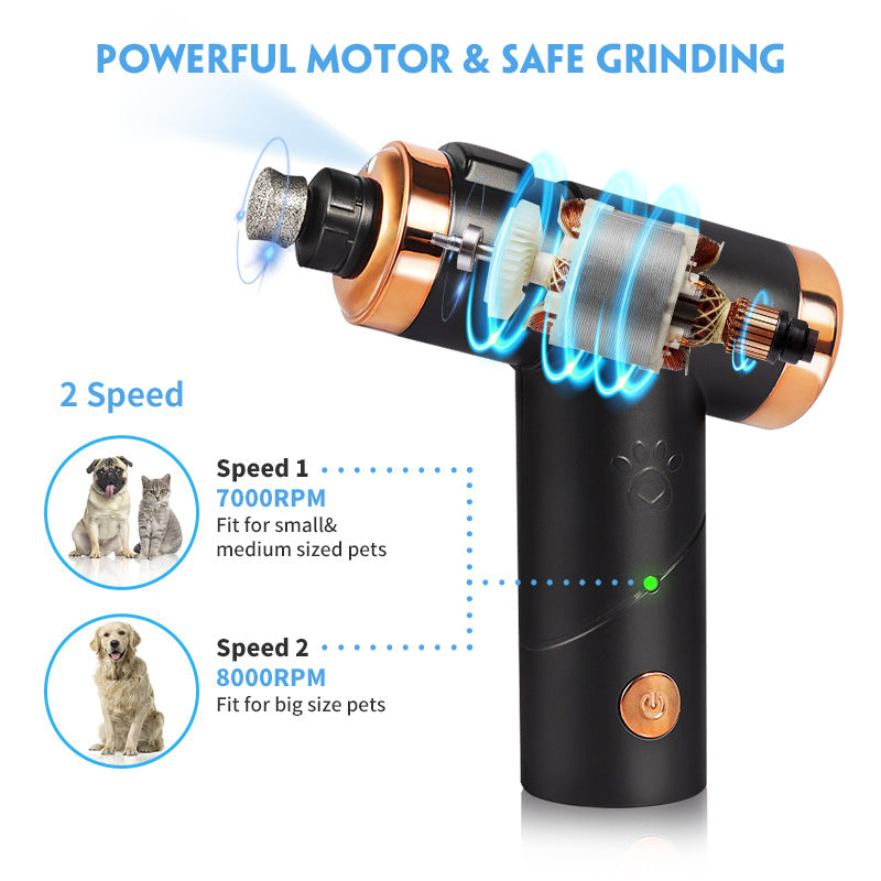 Rechargeable Electric Pet Nail Grinder – Quiet USB Nail Polisher for Dogs & Cats | 1200mAh