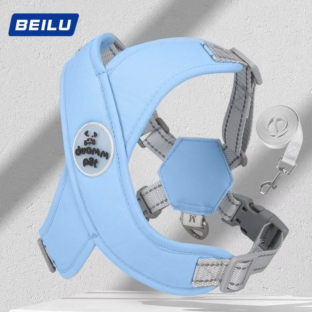 Reflective Breathable Dog Leash Vest – No-Pull Chest & Shoulder Harness with Leash