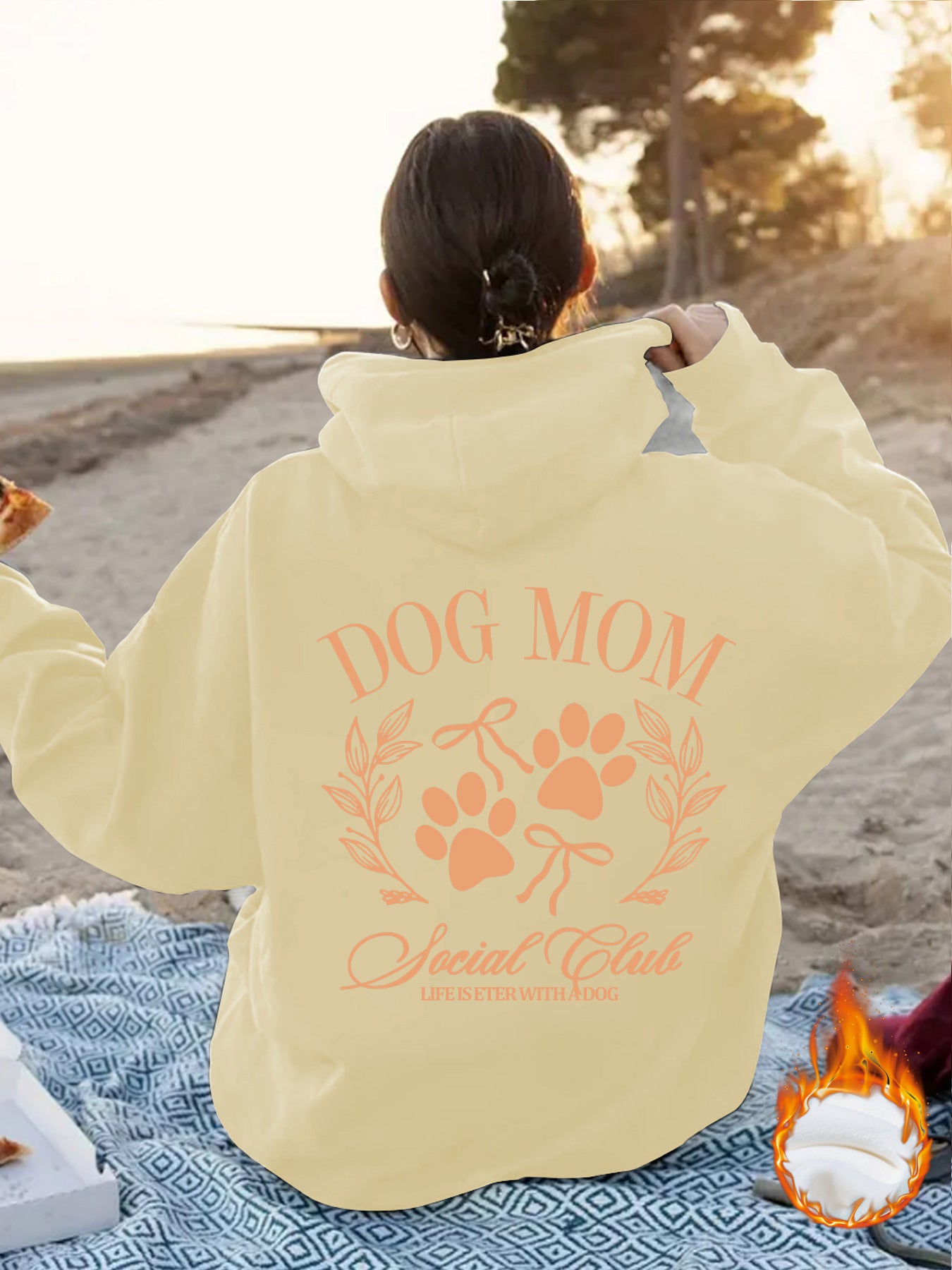 Dog Mom Printed Hoodie — Loose Fit, Lantern Sleeve, 5 Sizes, 8 Colors