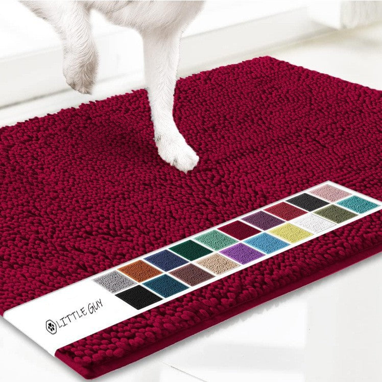 Chenille Plush Anti-Slip Pet Mat — Machine Washable, 8 Sizes, 19 Colors